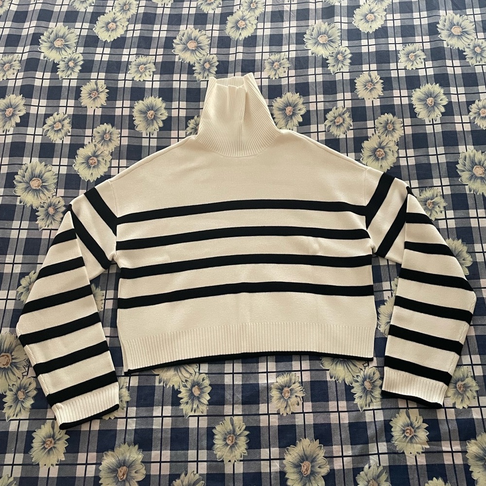 Dynamite cropped turtleneck sweater Snow White with black stripes Size small